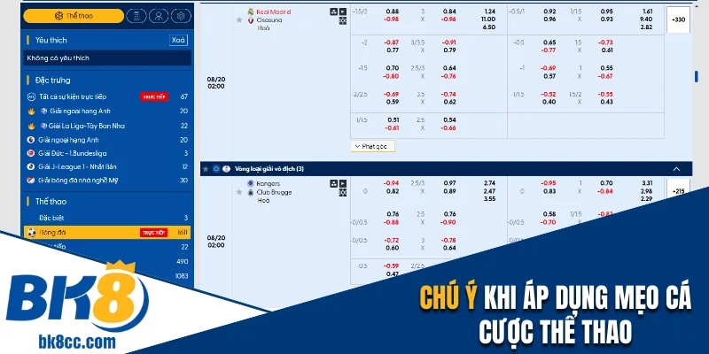 Chú ý khi áp dụng mẹo cá cược thể thao